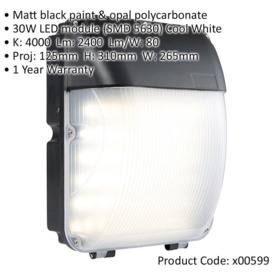 Outdoor IP65 Bulkhead Wall Light - 30W Cool White LED - Weatherproof Lamp - thumbnail 2