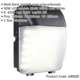 Outdoor Wall Mounted Bulkhead Light - 30W Cool White LED - Photocell Sensor - thumbnail 2