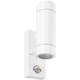 Twin Up & Down IP44 Wall Light with PIR Sensor - 2 x 7W GU10 LED - Gloss White - thumbnail 3