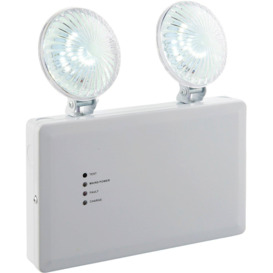 Emergency Twin Wall Spot Light - 2 x 3W Hi Power Daylight White LEDs - White