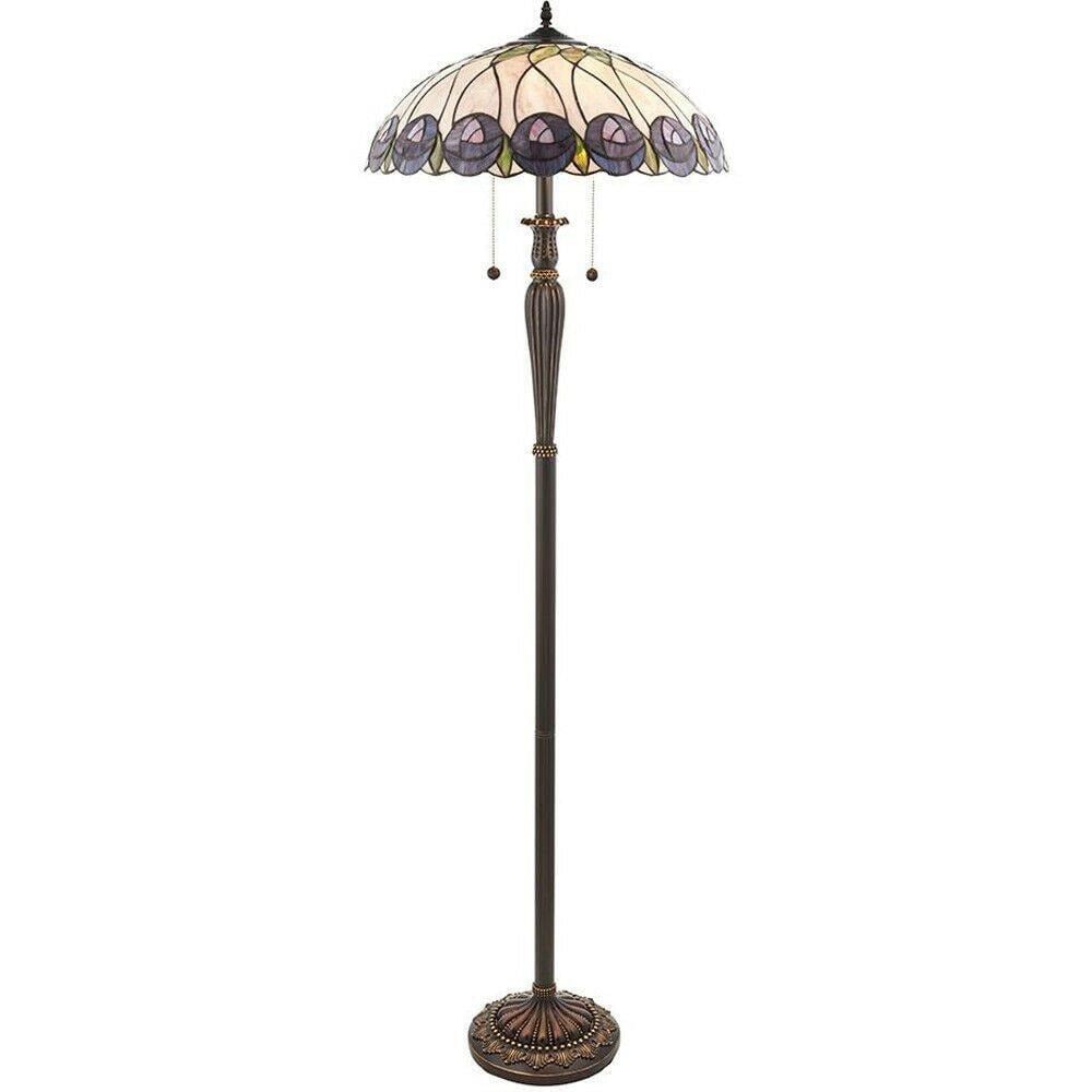Tiffany Glass Floor Lamp - Mackintosh Style Rose - Dark Bronze Finish - LED Lamp - image 1