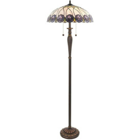 Tiffany Glass Floor Lamp - Mackintosh Style Rose - Dark Bronze Finish - LED Lamp - thumbnail 1
