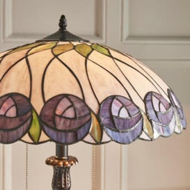 Tiffany Glass Floor Lamp - Mackintosh Style Rose - Dark Bronze Finish - LED Lamp - thumbnail 2