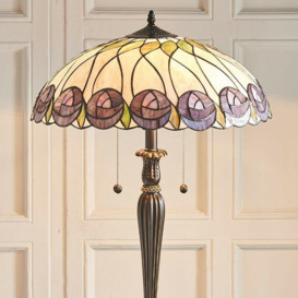 Tiffany Glass Floor Lamp - Mackintosh Style Rose - Dark Bronze Finish - LED Lamp - thumbnail 3