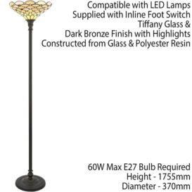 1.7m Tiffany Floor Lamp Dark Bronze & Stained Glass Shade Free Standing i00026 - thumbnail 2