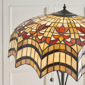 1.5m Tiffany Twin Floor Lamp Dark Bronze & Opulent Stained Glass Shade i00028 - thumbnail 3