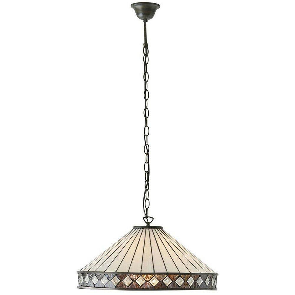 Tiffany Glass Hanging Ceiling Pendant Light Bronze & Natural Simple Shade i00116 - image 1