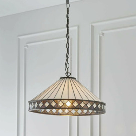 Tiffany Glass Hanging Ceiling Pendant Light Bronze & Natural Simple Shade i00116 - thumbnail 3
