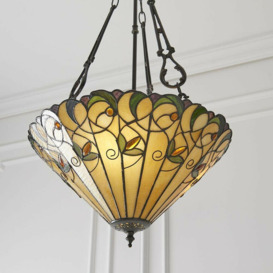 Tiffany Glass Hanging Ceiling Pendant Light Bronze Round Amber Lamp Shade i00128 - thumbnail 3
