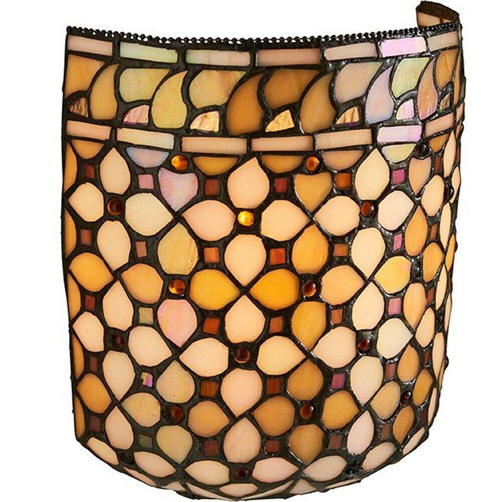 Tiffany Glass Wall Light Cream Geometric Beads Shade Interior Sconce i00254 - image 1