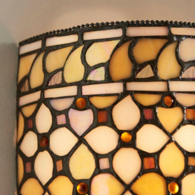 Tiffany Glass Wall Light Cream Geometric Beads Shade Interior Sconce i00254 - thumbnail 3