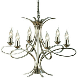 Eaves Hanging Ceiling Pendant Chandelier 6 Lamp Polished Nickel Curve Arm Light - thumbnail 1