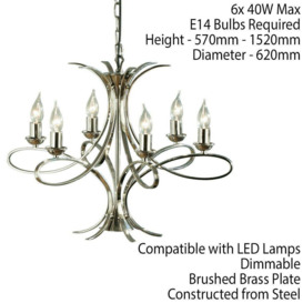 Eaves Hanging Ceiling Pendant Chandelier 6 Lamp Polished Nickel Curve Arm Light - thumbnail 2