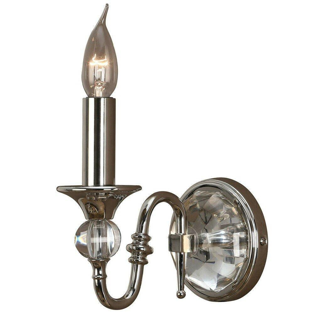 Diana Luxury Single Curved Traditional Wall Light Bright Nickel Crystal Candle - image 1