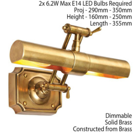 "14"" Adjustable Swing Arm Wall Picture Light Solid Brass Hanging Display Lamp" - thumbnail 2