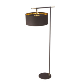 Floor Lamp Shade Gold Metallic LIning Brown Highly Polished Brass LED E27 60W