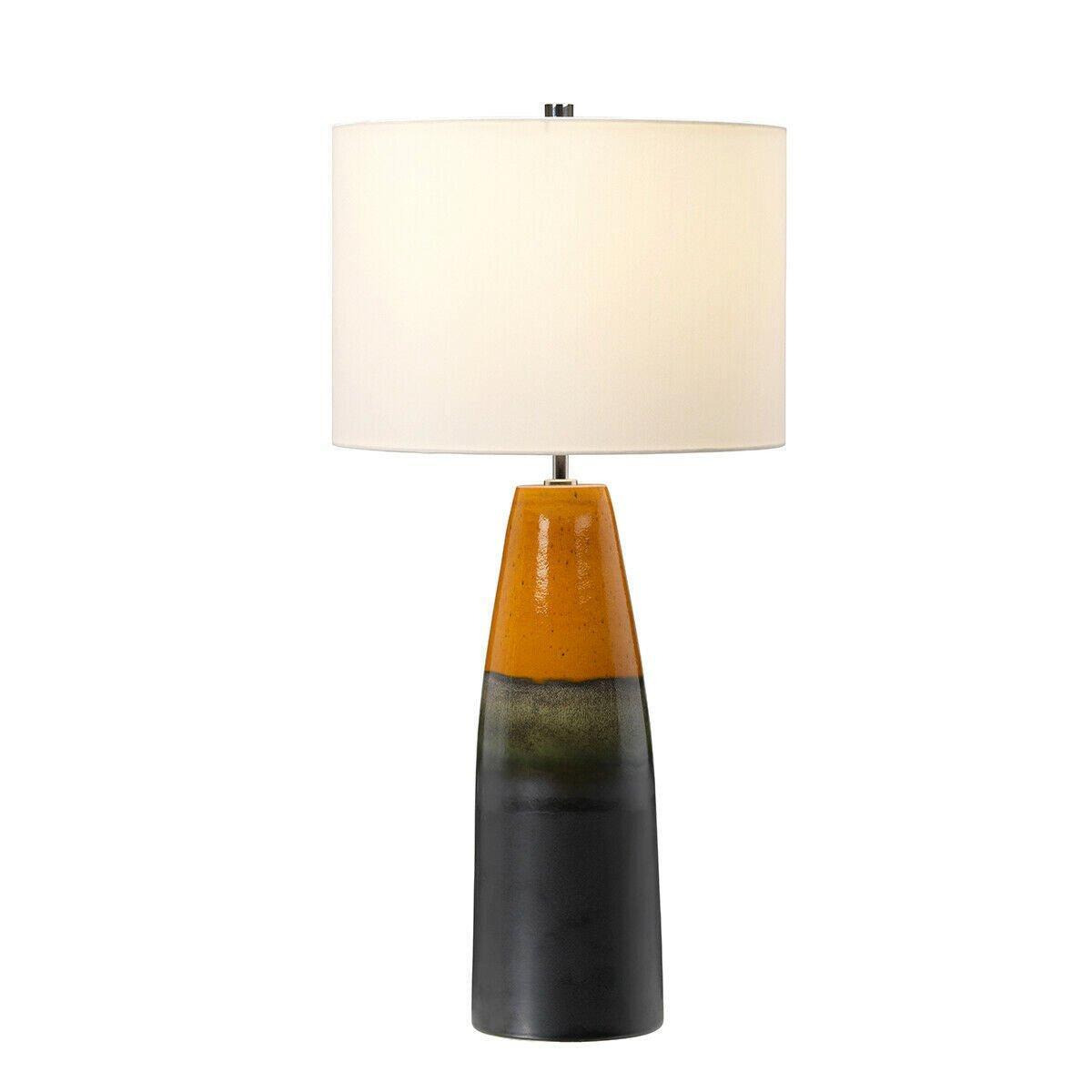 Table Lamp Orange & Graphite Tapered Vase Ivory Drum Shade LED E27 60W Bulb - image 1