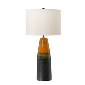 Table Lamp Orange & Graphite Tapered Vase Ivory Drum Shade LED E27 60W Bulb - thumbnail 2