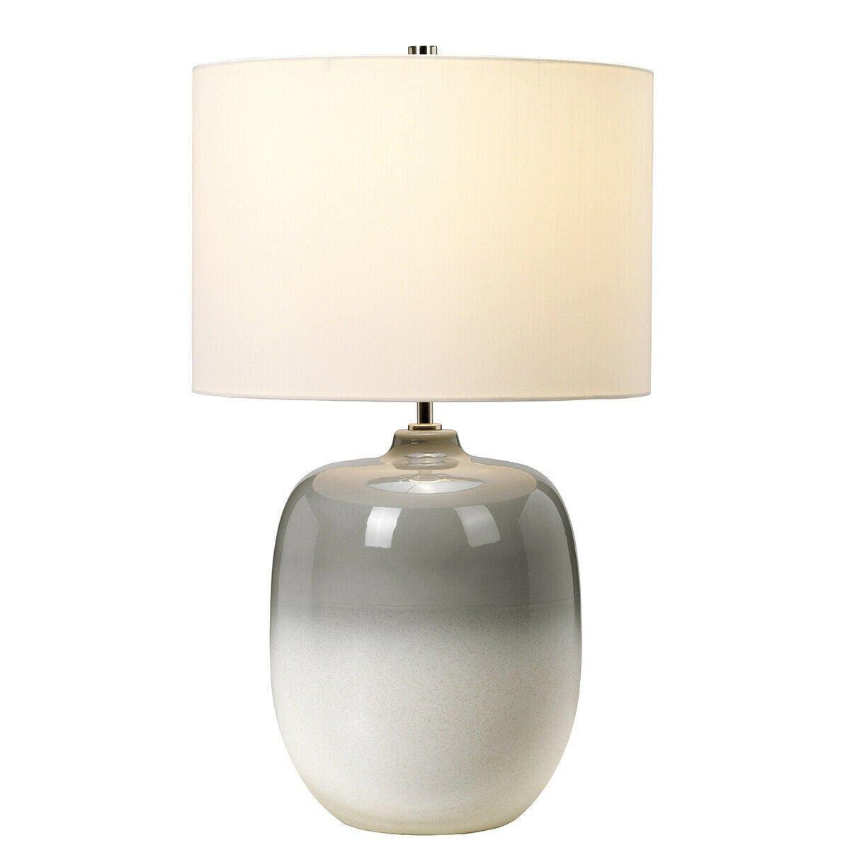 Table Lamp Ivory Shade Light Grey / Chalk White LED E27 60W Bulb - image 1