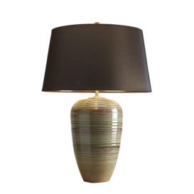 Table Lamp Ceramic Textured Green & Brown Glaze Brown Shade LED E27 60W