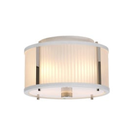 2 Bulb Ceiling Pendant White Satin Painted   Highly Polished Nickel LED E27 60W - thumbnail 2