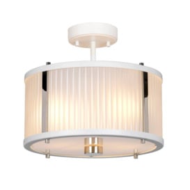 2 Bulb Ceiling Pendant White Satin Painted   Highly Polished Nickel LED E27 60W - thumbnail 3