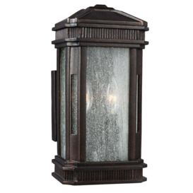 Outdoor IP44 Twin Wall Light Gilded Bronze LED E14 60W