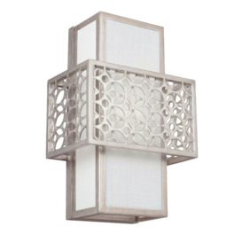 Wall Light Geometric Stamped Out Frame White Shade Sunrise Silver LED E27 60W