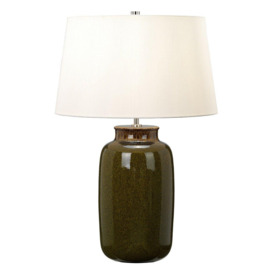 Table Lamp Olive Green Ivory Tapered Cylinder Shade Polished Nickel LED E27 60W