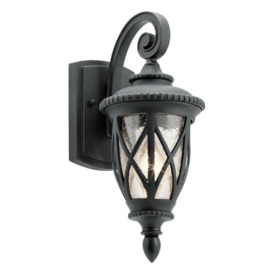 Outdoor IP44 1 Bulb Wall Light Lantern Textured Black LED E27 40W d01592
