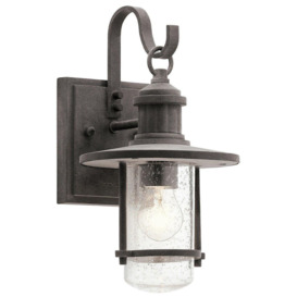 Outdoor IP44 1 Bulb Wall Light Lantern Weathered Zinc LED E27 60W
