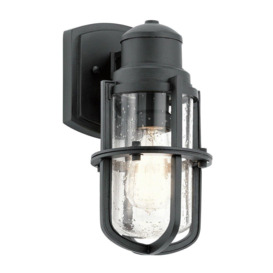 Outdoor IP44 1 Bulb Wall Light Lantern Textured Black LED E27 40W d01821