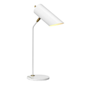 Table Lamp Fixed Stem Tubular Spotlight Shade White Aged Brass LED E27 8W