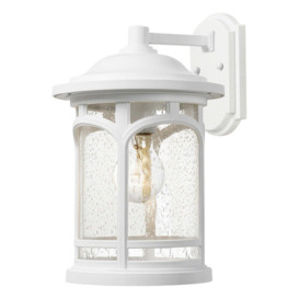 Outdoor IP44 1 Bulb Wall Light Lantern White LED E27 60W d02295