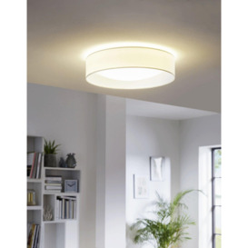 Flush Ceiling Light Colour White Shade White Fabric Bulb LED 11W Included - thumbnail 3