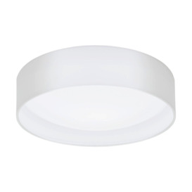 Flush Ceiling Light Colour White Shade White Fabric Bulb LED 11W Included - thumbnail 1