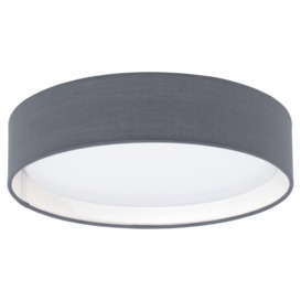 Flush Ceiling Light Colour White Steel Shade Grey & Plastic Bulb LED 11W - thumbnail 1