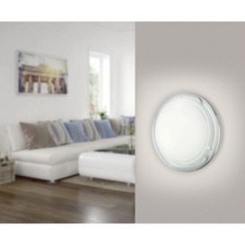 Wall Flush Ceiling Light Chrome Shade White Clear Glass Painted Bulb E27 1x60W - thumbnail 3