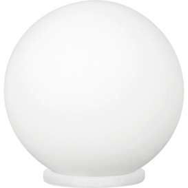 Table Lamp White Shade White Glass Opal Matt In Line Switch Bulb E27 1x60W
