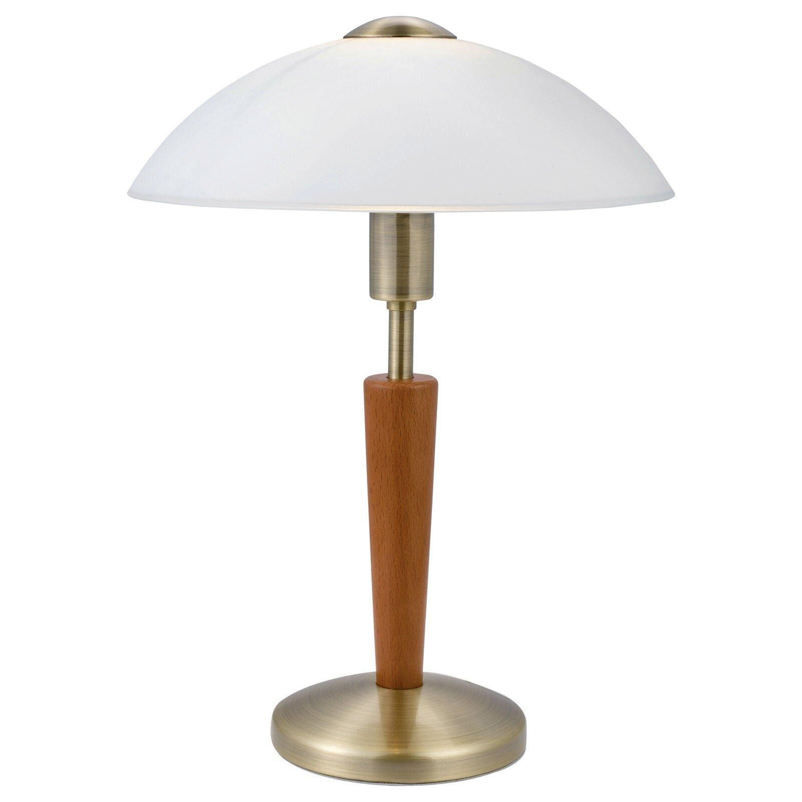 Table Lamp Bronzed Nut Touch On & Off Shade White Satin Glass Bulb E14 1x60W - image 1