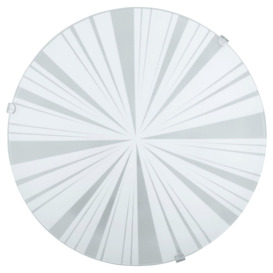 Wall Flush Ceiling Light White Shade Beams Design Satin Glass Bulb E27 1x60W