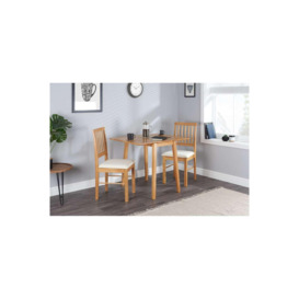 Drop Leaf Table Chairs Birlea Square Solid Wood Dining 2 Kitchen Set Oak Finish
