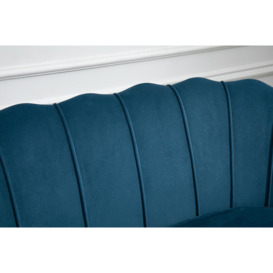 2 Seater Sofa Blue Birlea Ariel Settee Velvet Fabric Gold Vintage Design - thumbnail 3