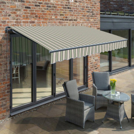 Retractable Manual Operation Charcoal Framed Patio Awning 3.5m x 2.5m - thumbnail 2