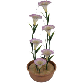 Potted Pink Lily Tiered Cascading Zinc Outdoor Garden Water Feature - thumbnail 1