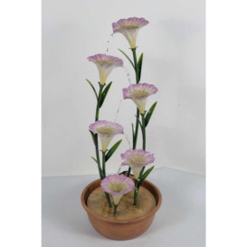 Potted Pink Lily Tiered Cascading Zinc Outdoor Garden Water Feature - thumbnail 2