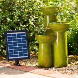 Solar Green Pouring Cascading Water Feature Battery Backup Lights 40cm