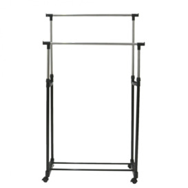 Adjustable Double Mobile Garment Clothes Rail With Wheels - thumbnail 3