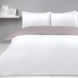 Mini Polka Dots Mink White Reversible Duvet Set Quilt Cover Bedding