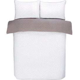 Mini Polka Dots Mink White Reversible Duvet Set Quilt Cover Bedding - thumbnail 2